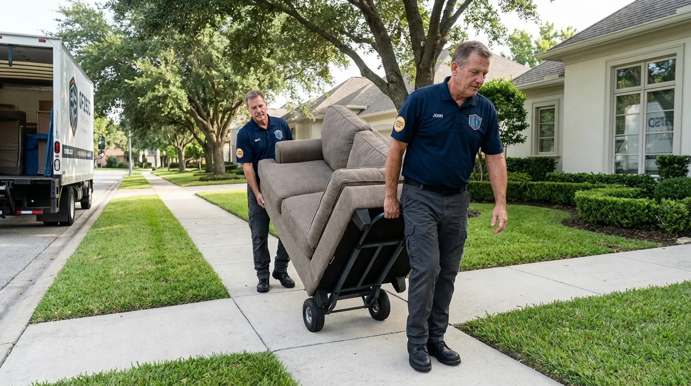 Local residential moving crew loading furniture in Lansing, KS